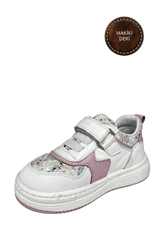 Детские туфли для девочек с ортопедической стелькой Şenler Bebe World Kids, Pink-Silver-White — фото 3