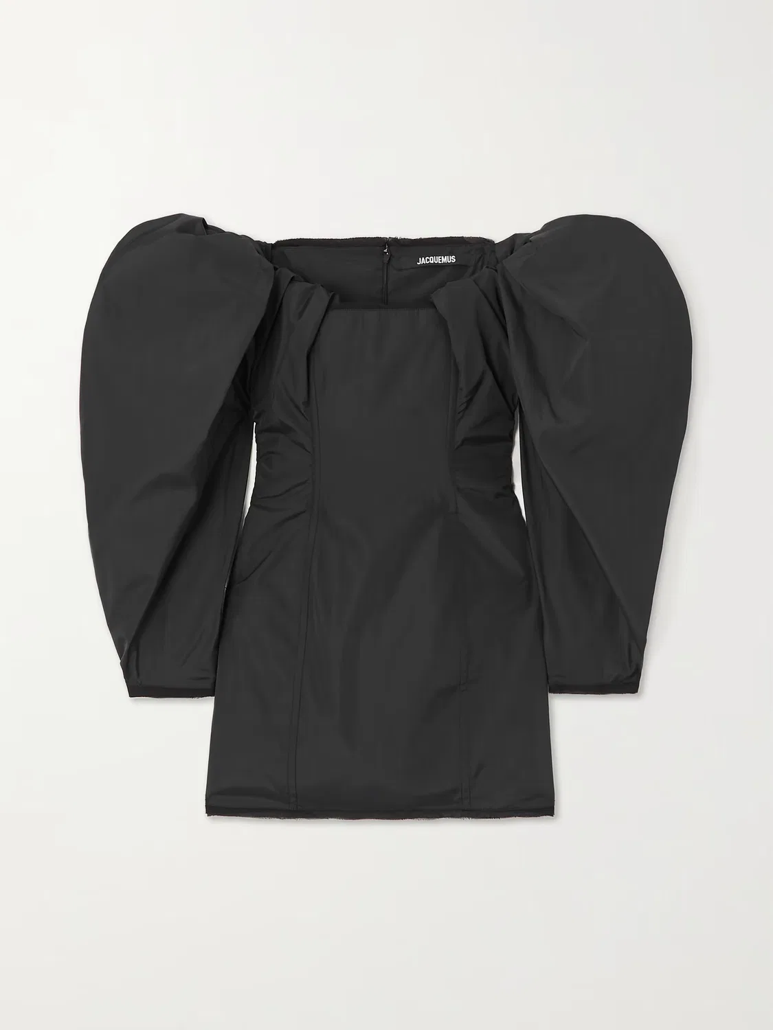 Мини-платье из тафты с открытыми плечами Jacquemus, черный