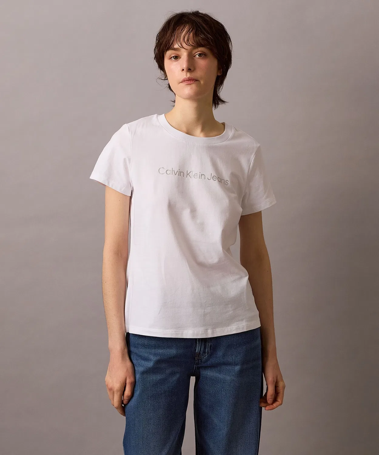 Женская футболка с логотипом Slim Calvin Klein, Белый — фото 2