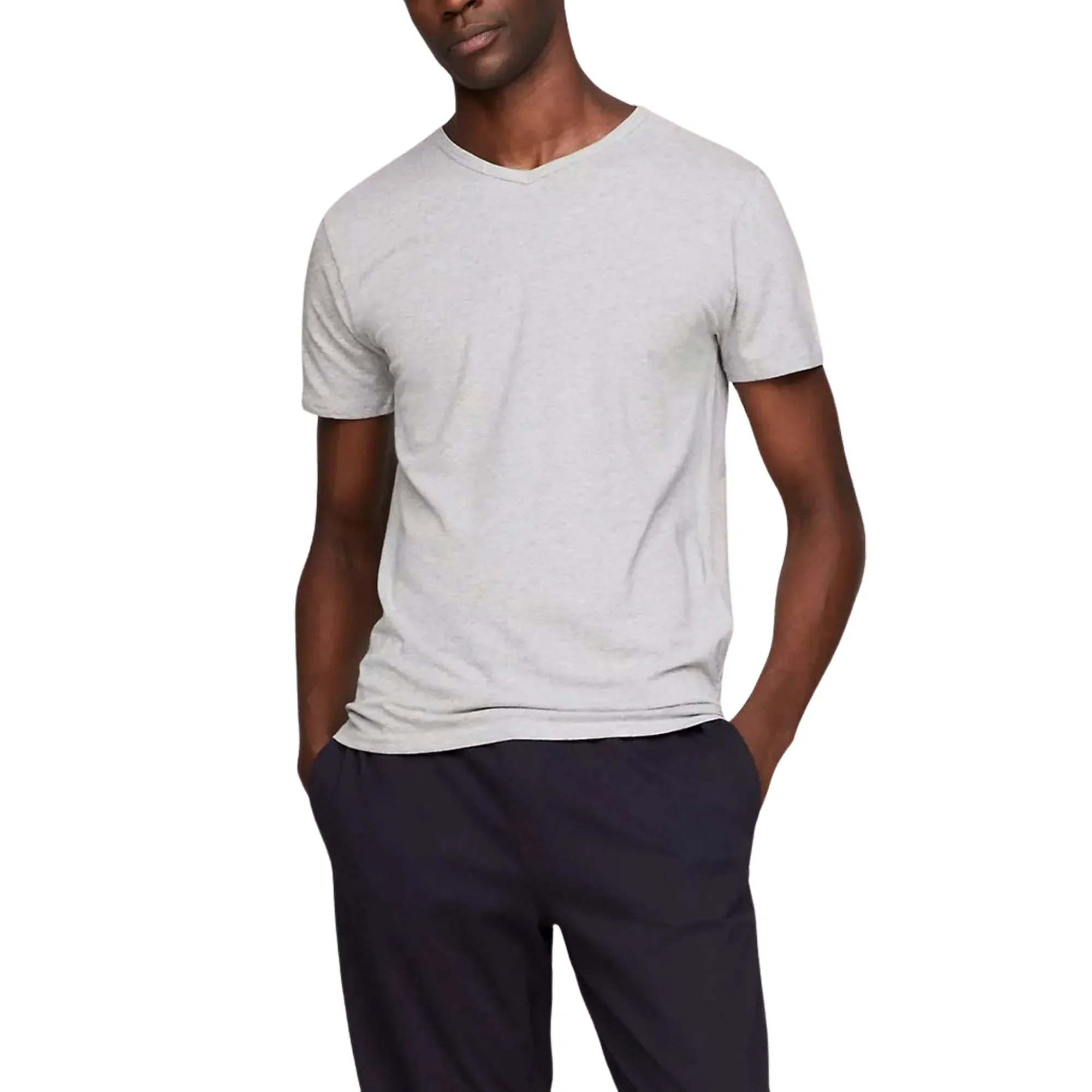 Комплект футболок Tommy Hilfiger Stretch V-neck, 3 предмета, серый/белый/черный — фото 4