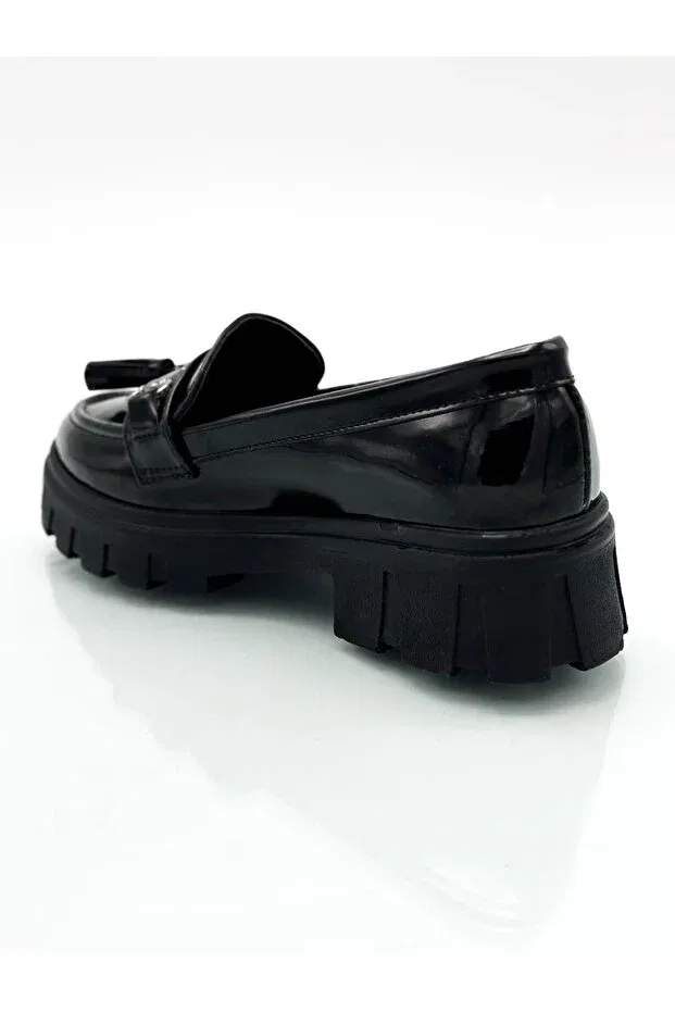 Детские лоферы для девочек без шнуровки Generic Brands, P Black Patent Leather — фото 3