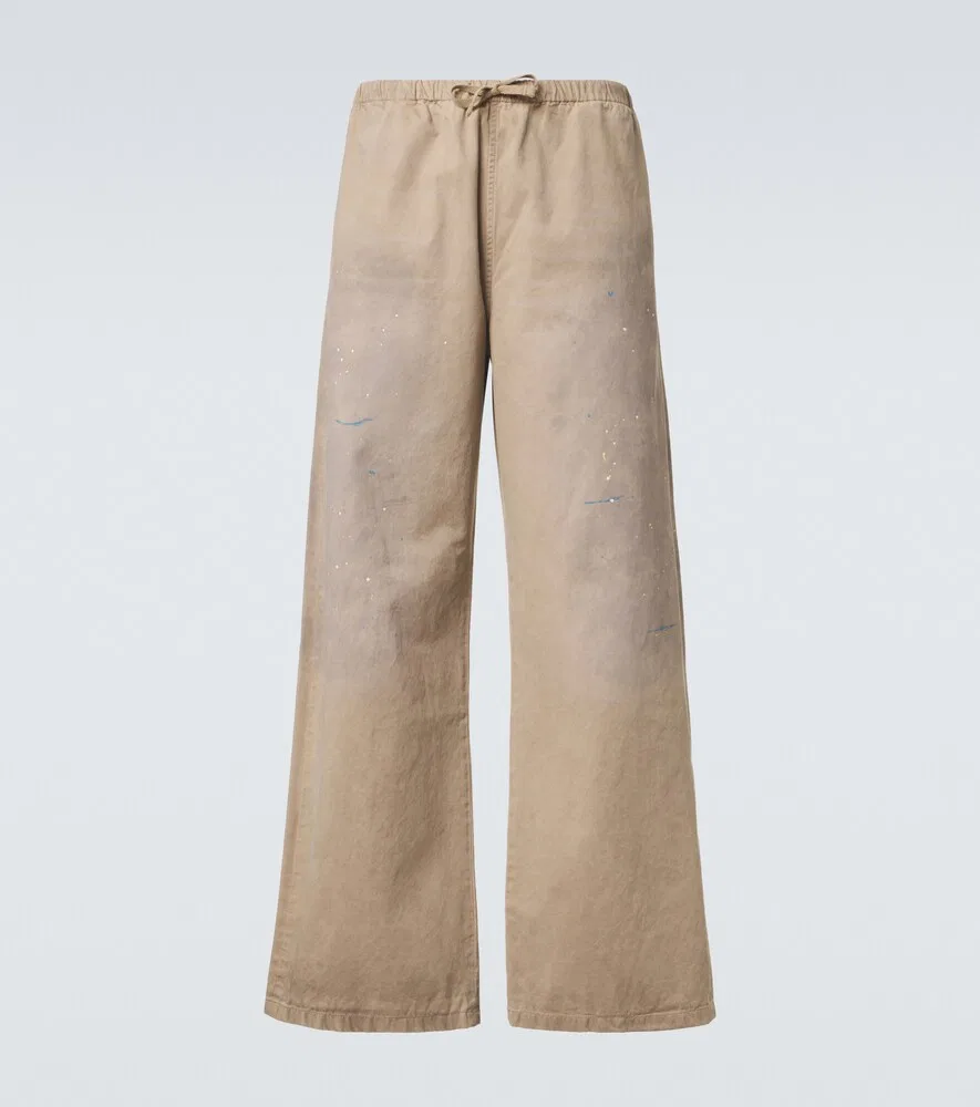Широкие брюки из хлопковой саржи Acne Studios, бежевый