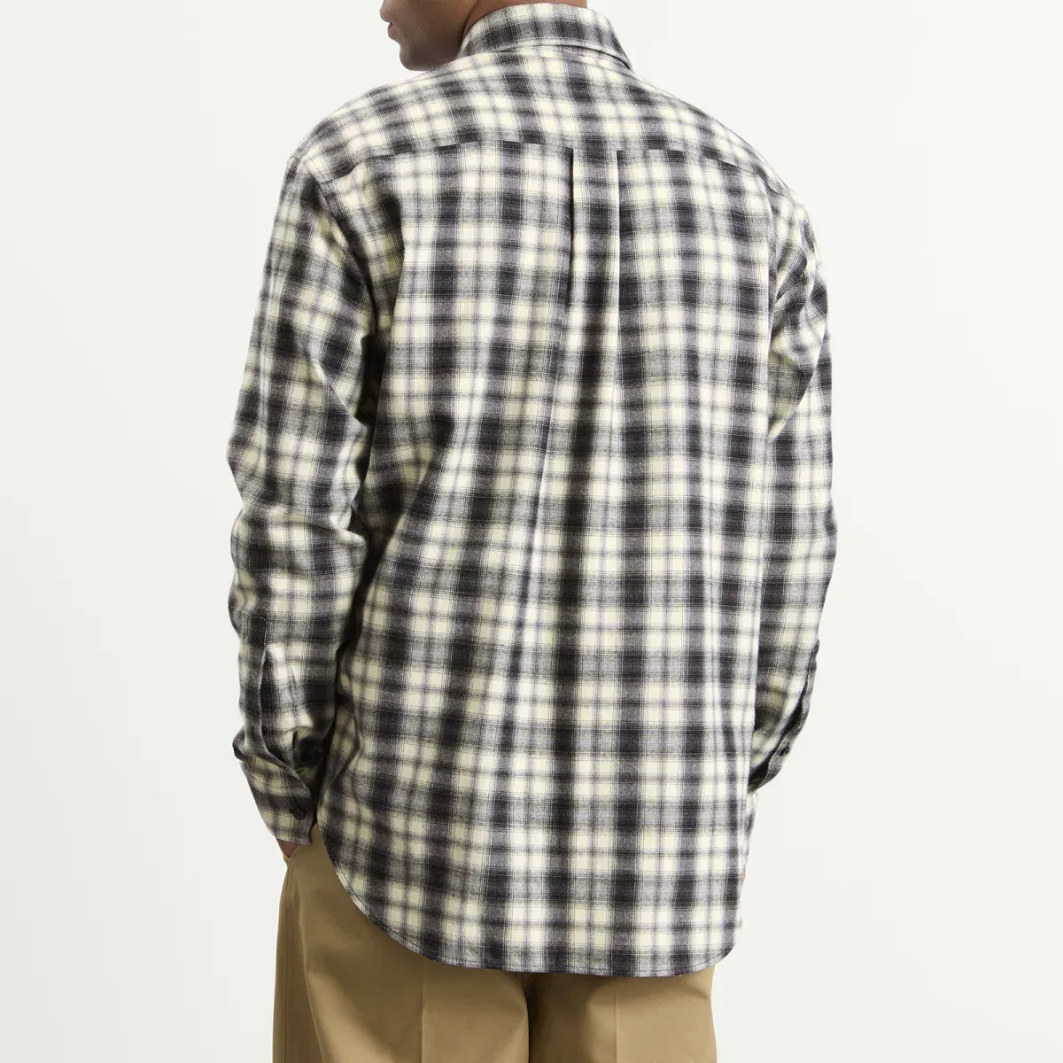 Мужская рубашка в клетку с длинным рукавом Regular Fit Check Flannel Shirt Balenciaga, White Black — фото 3