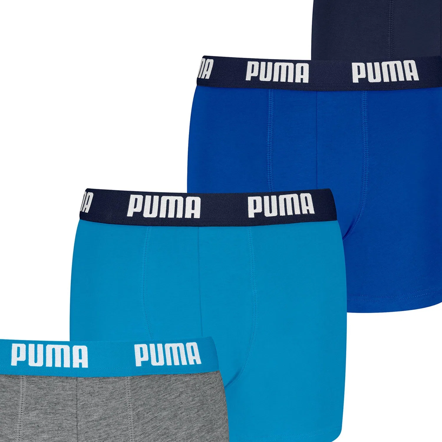 Детские боксеры с принтом Everyday Basic Boxers Puma, Bunt Petrolblau — фото 3