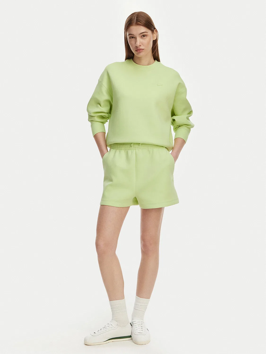 Женский свитшот оверсайз Lacoste, светло-зеленый — фото 2