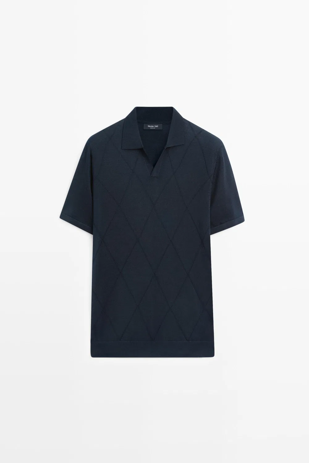 Свитер-поло Massimo Dutti Argyle Knit, темно-синий — фото 2