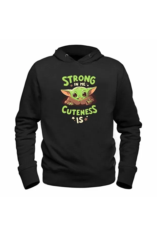 Детское худи для девочек с принтом Baby Yoda Black Children's Sweatshirt Alfa Tshirt, Black