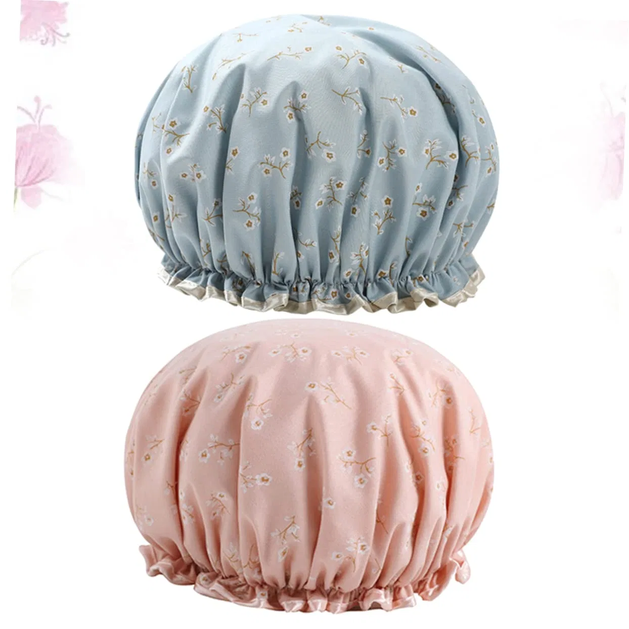 Шапочка для душа 6 Stücke Doppelschicht Druck Wasserfeste Duschhaube, FRCOLOR, Blau+Rosa, 27x11x3 cm — фото 3