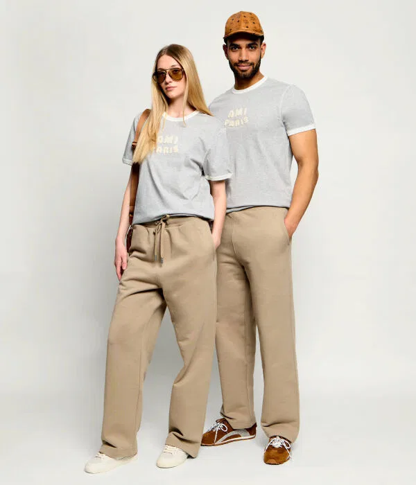 Женские спортивные штаны Relaxed Fit AMI Paris, бежевый — фото 2