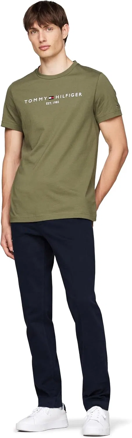 Мужская футболка с вышитым логотипом Tommy Hilfiger, Battle Green — фото 3