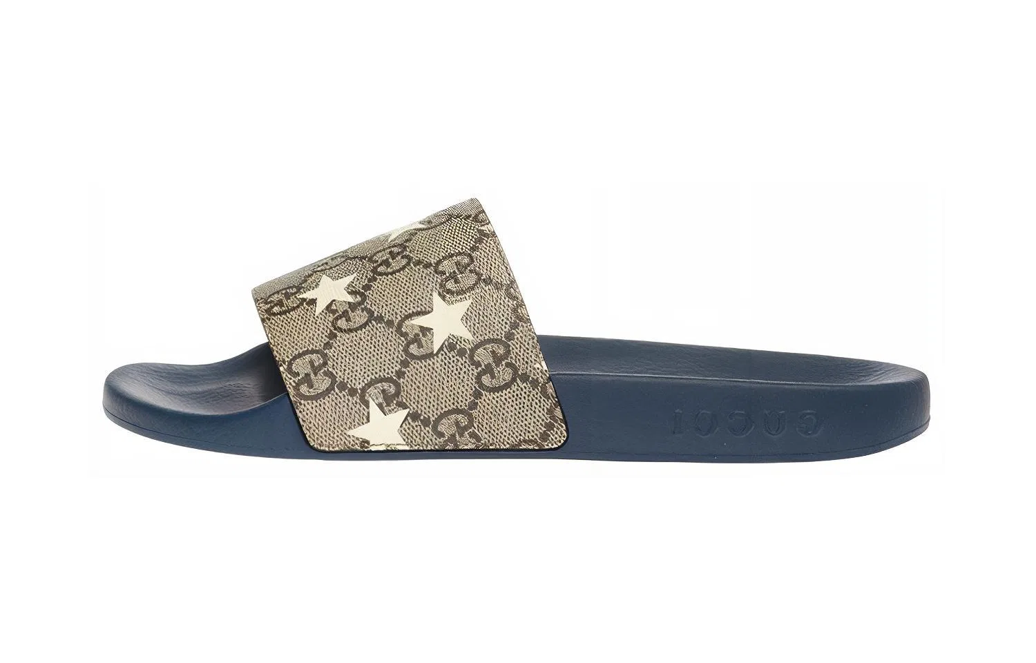 Детские шлепанцы из синтетической кожи с принтом, модель GUCCI, Brown Blue