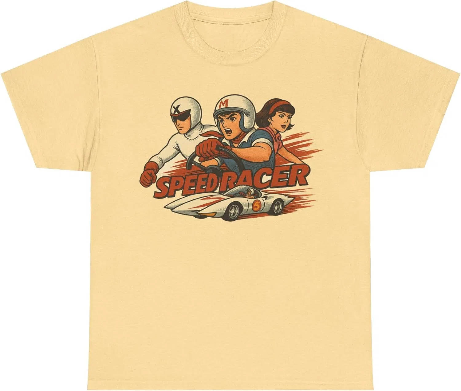 Женская футболка с принтом Retro Anime Inspired Speed Racer, Yellow Haze