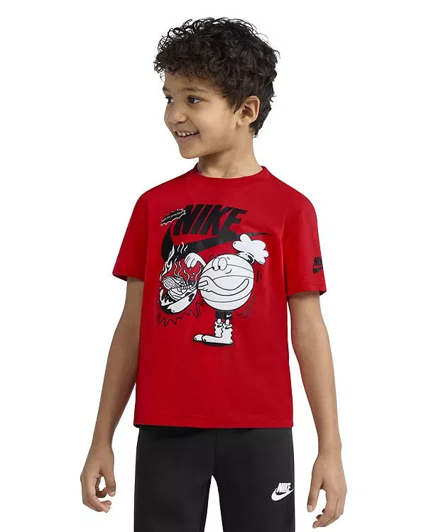 Детская футболка для мальчиков с принтом Heat for Your Feet Tee Nike, University Red — фото 2
