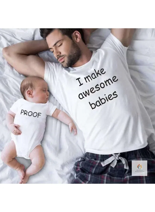 Комплект футболка для папы и боди-комбинезон с принтом Matching Family Outfits, белый