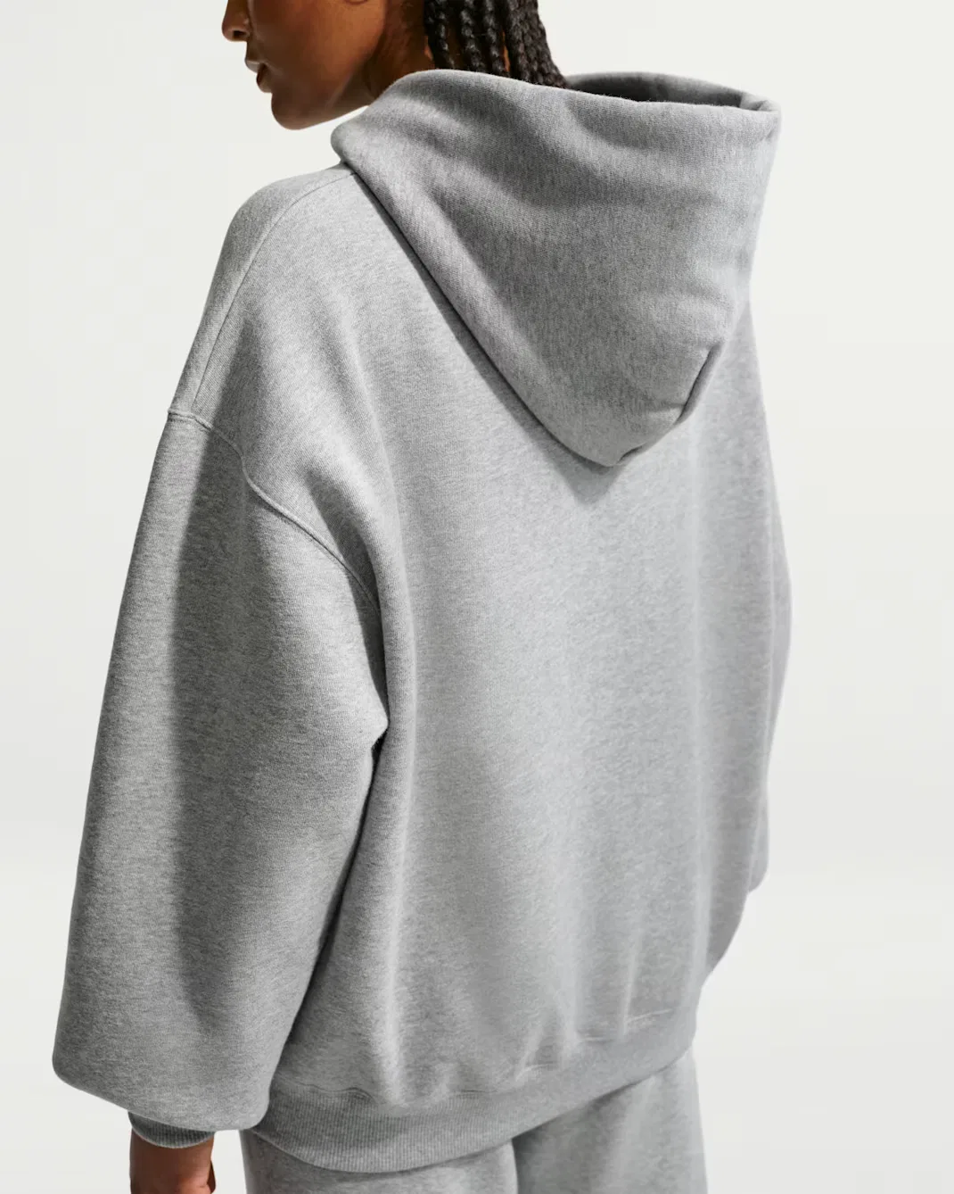 Женская толстовка оверсайз на молнии Nike Studio Fleece Medium Weight, Dark Grey Heather/Sail — фото 2