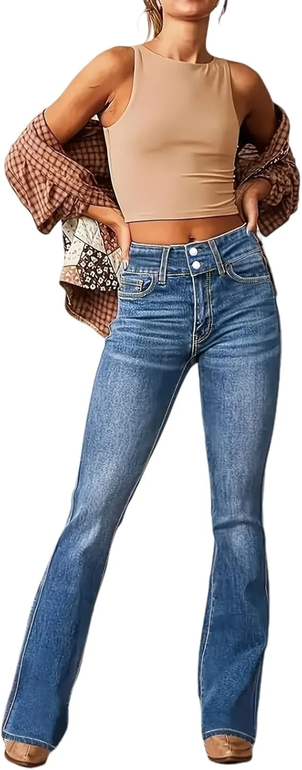 

Женские джинсы с высокой посадкой, расклешенные, в стиле ретро