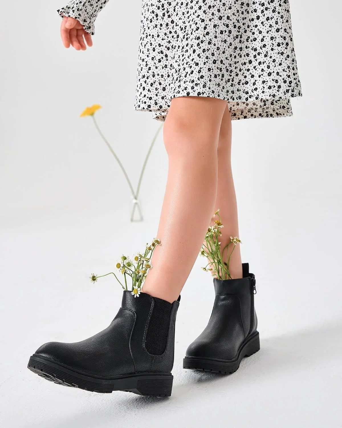 Детские ботинки на тракторной подошве с боковой молнией Coutgo, Cool Black — фото 4