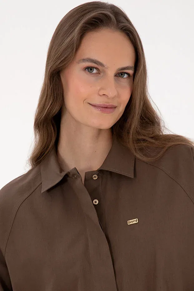 Женская рубашка с длинным рукавом U.S. Polo Assn., Brown — фото 2