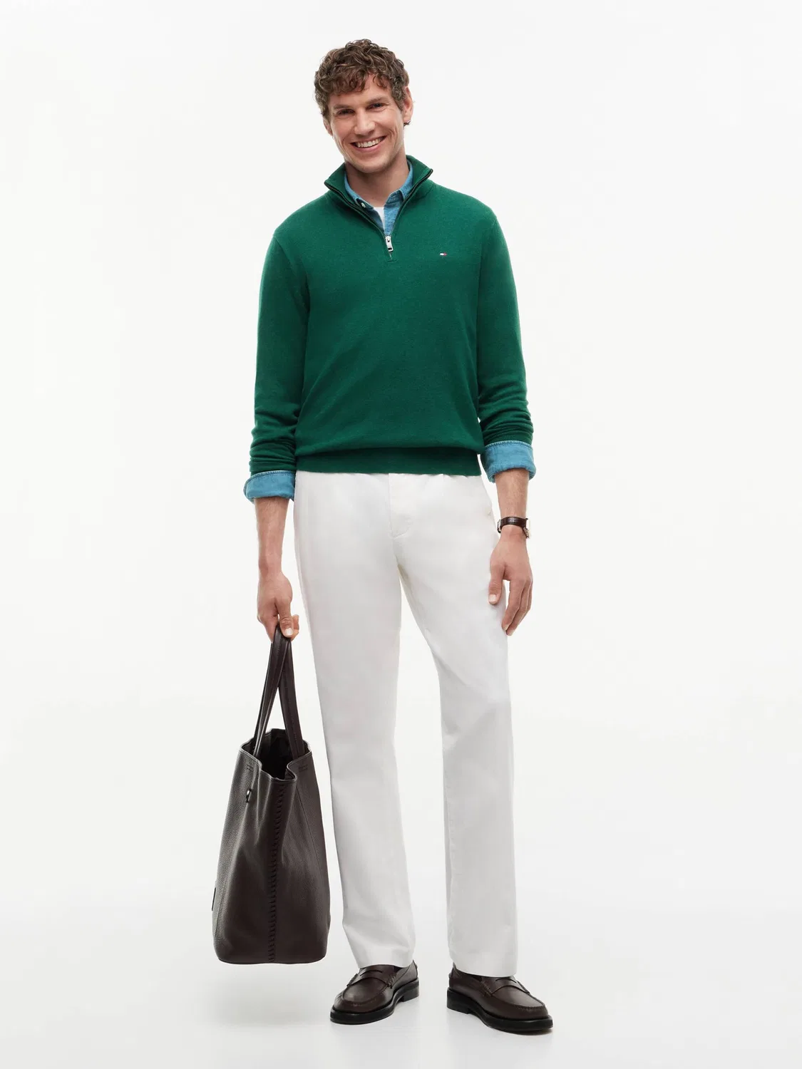 Свитер с молнией Tommy Hilfiger, Verde Bottiglia — фото 2