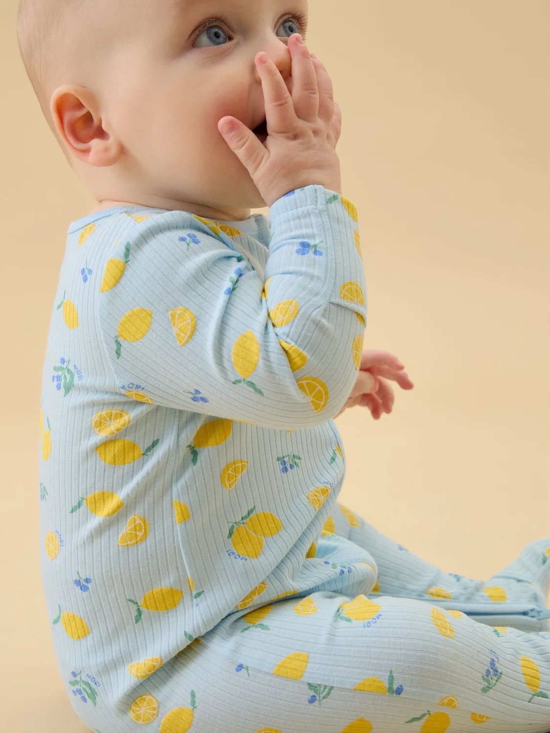 Комбинезон для сна Ribbed Lemon Lullaby Mori, синий — фото 2