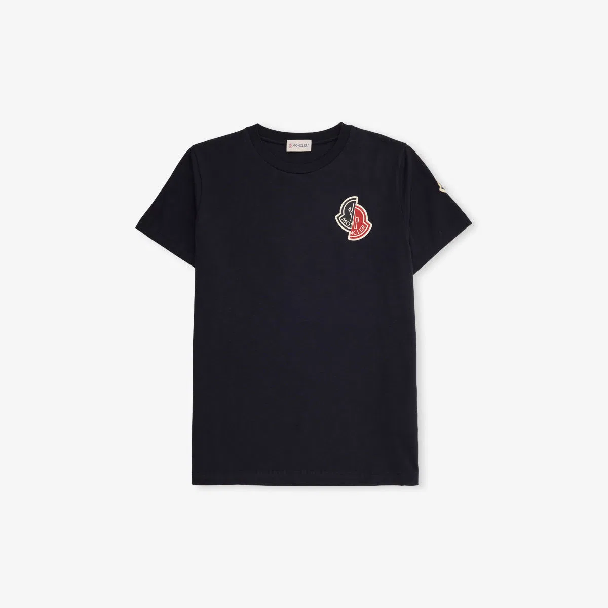 Хлопковая футболка с фирменной нашивкой, 14 лет Moncler, темно-синий