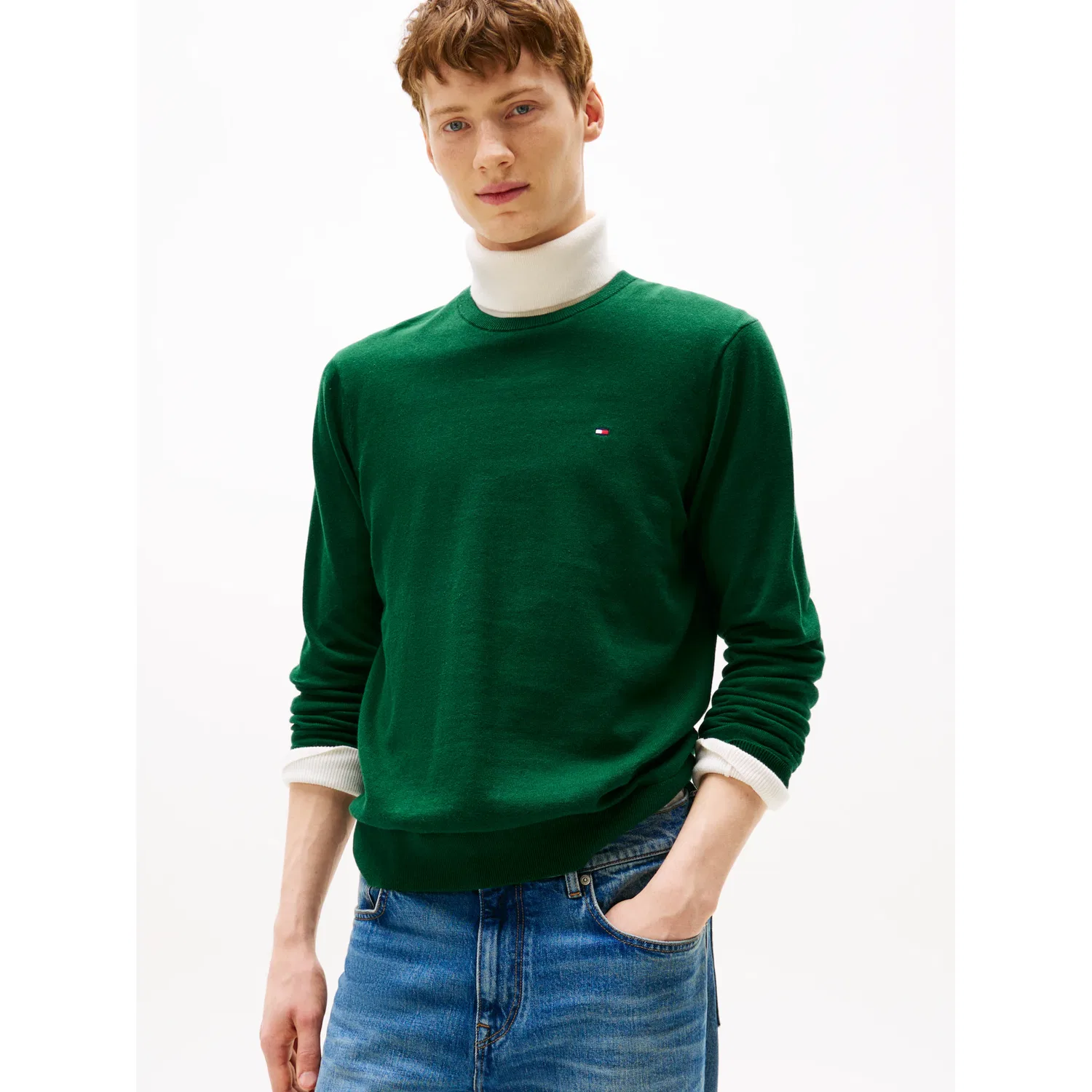 Мужской свитшот с круглым вырезом Essential Cotton Tommy Hilfiger, Ornamental Green Heather