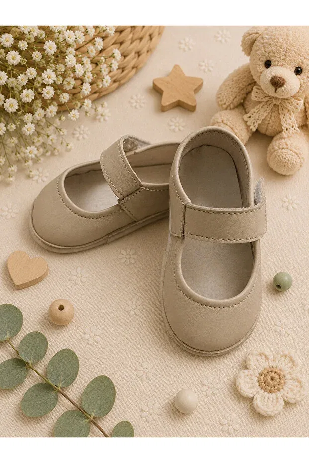 Детские пинетки для новорожденных кожаные Basics My Baby Kumsal, Beige — фото 3