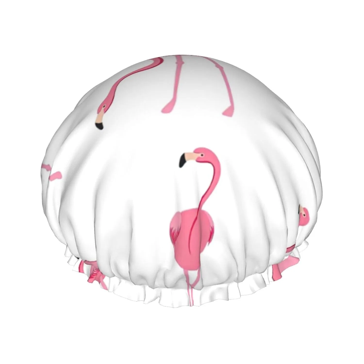 Шапочка для душа, Flamingos auf weißem Druck, pvinnk, двуслойная, 27 см