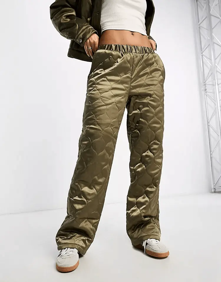

Брюки Asos Design Quilted Pull On, хаки