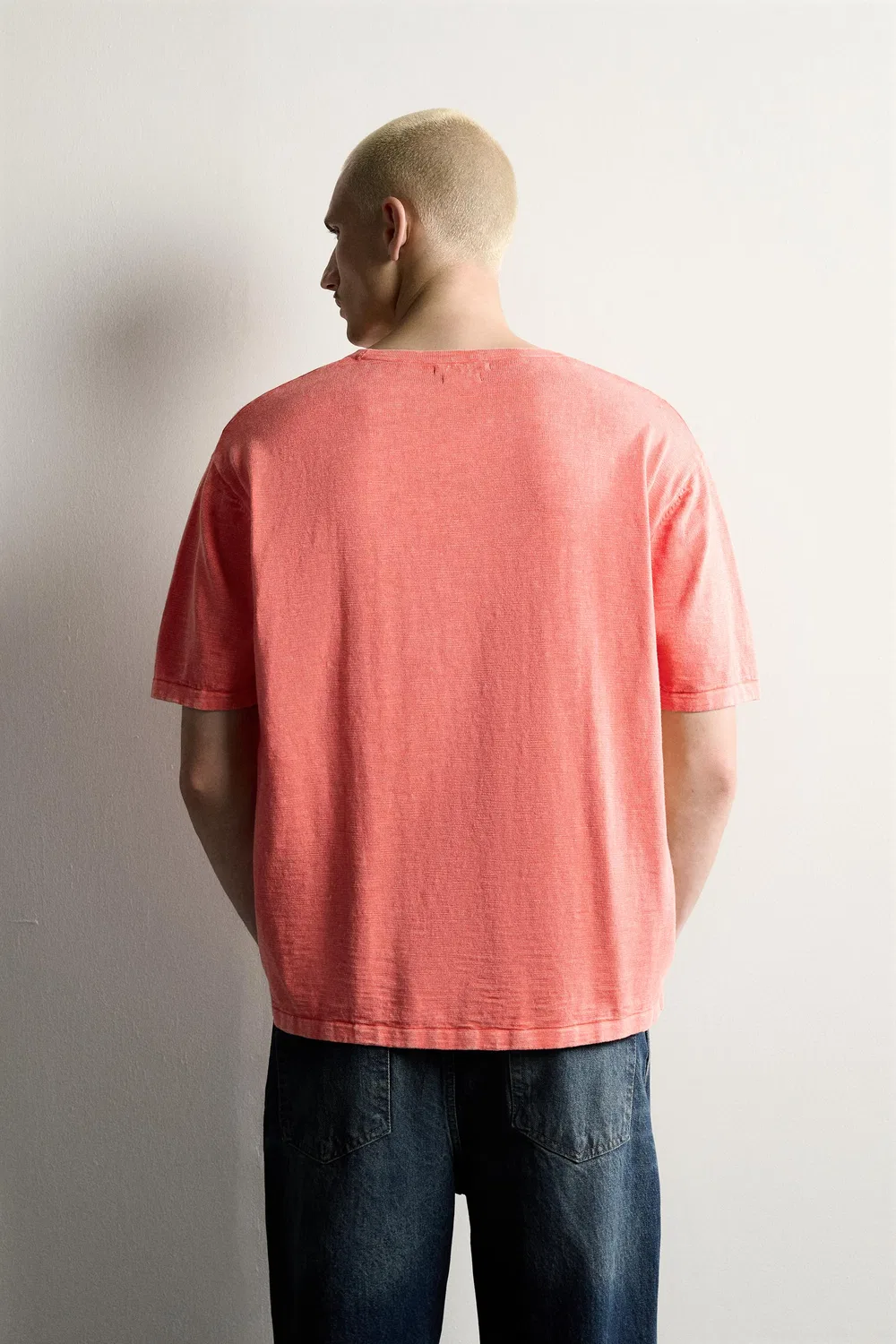 Футболка из текстурированного вяза ZARA, Coral — фото 3
