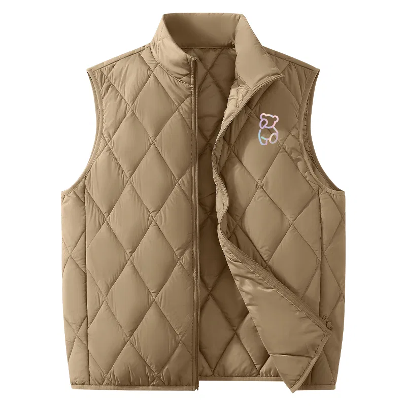 Детский жилет утепленный с принтом B Dazzling Color Bear Chest Logo, MINISO, Light Coffee