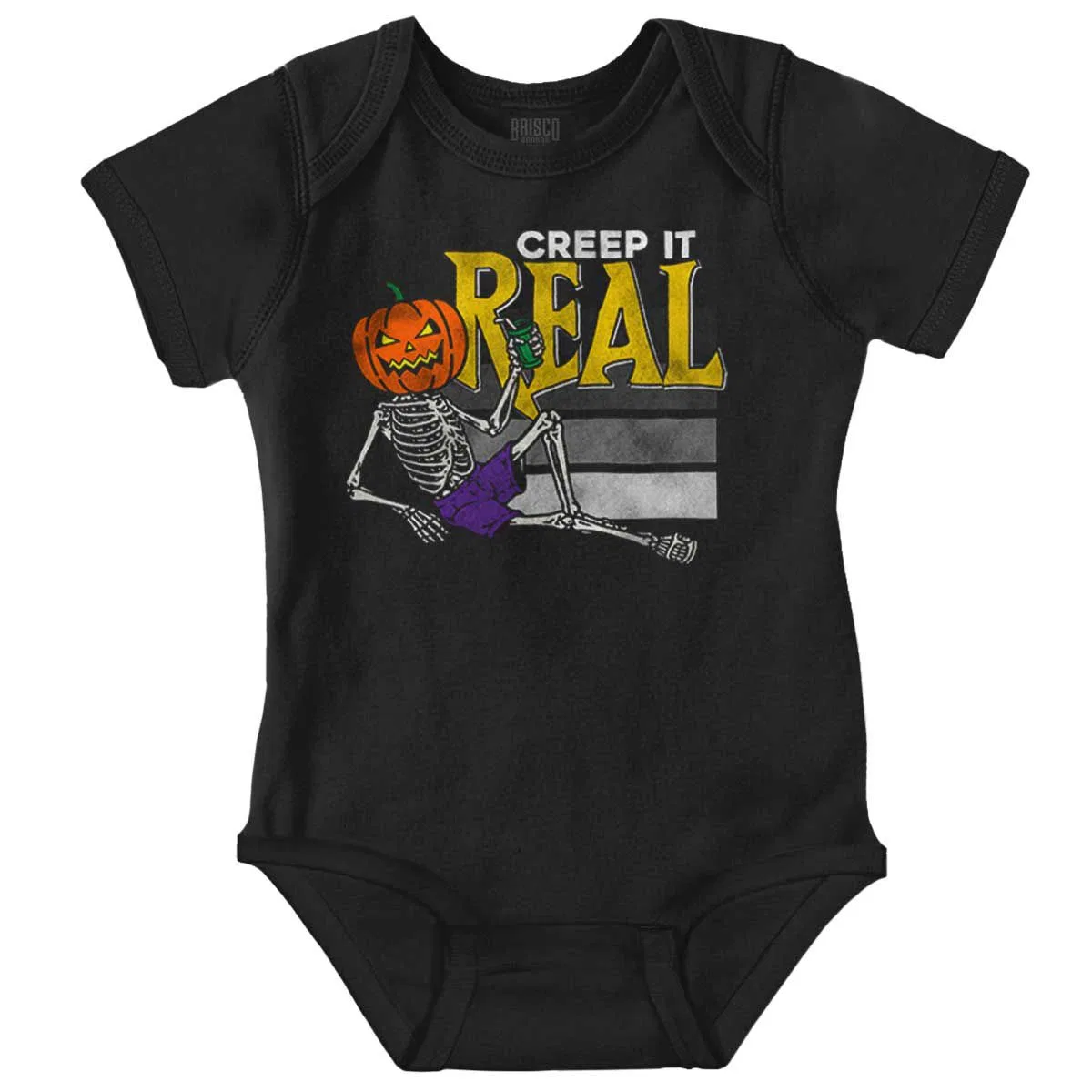 Детский боди-комбинезон с принтом Funny Halloween Creep It Real Joke Brisco Brands, Black
