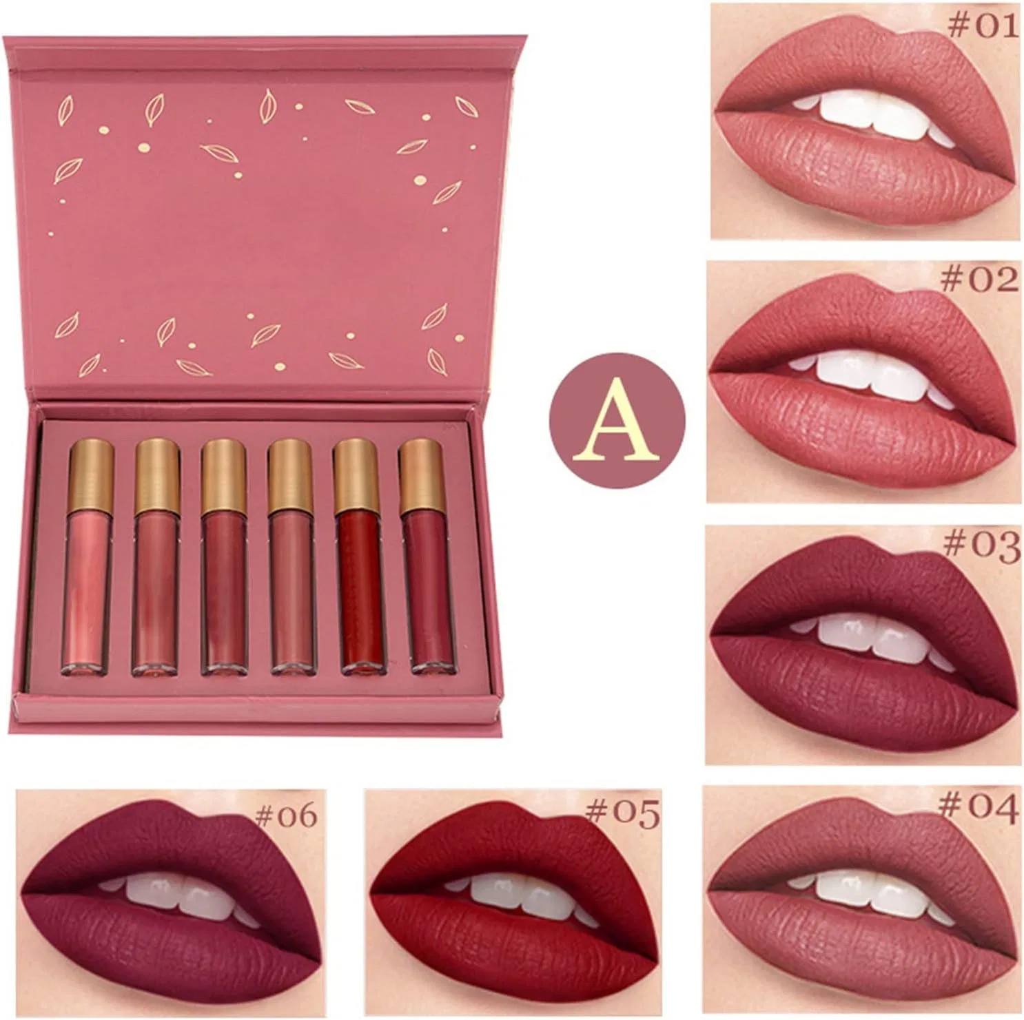Набор матовых жидких помад Lip Gloss 6 шт, красный Generic — фото 3