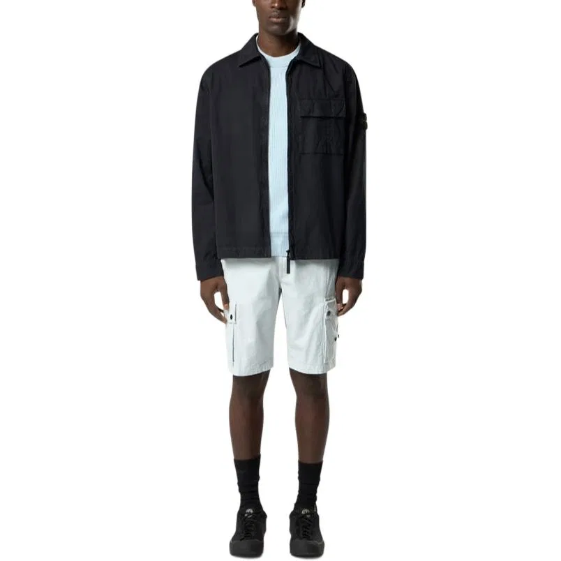 Мужская рубашка-куртка с молнией и карманами STONE ISLAND, Marine Blue — фото 4
