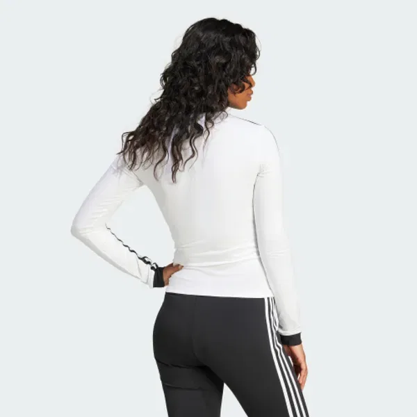 Футболка с V-образным вырезом, длинный рукав, классическая, Adidas, белый — фото 3