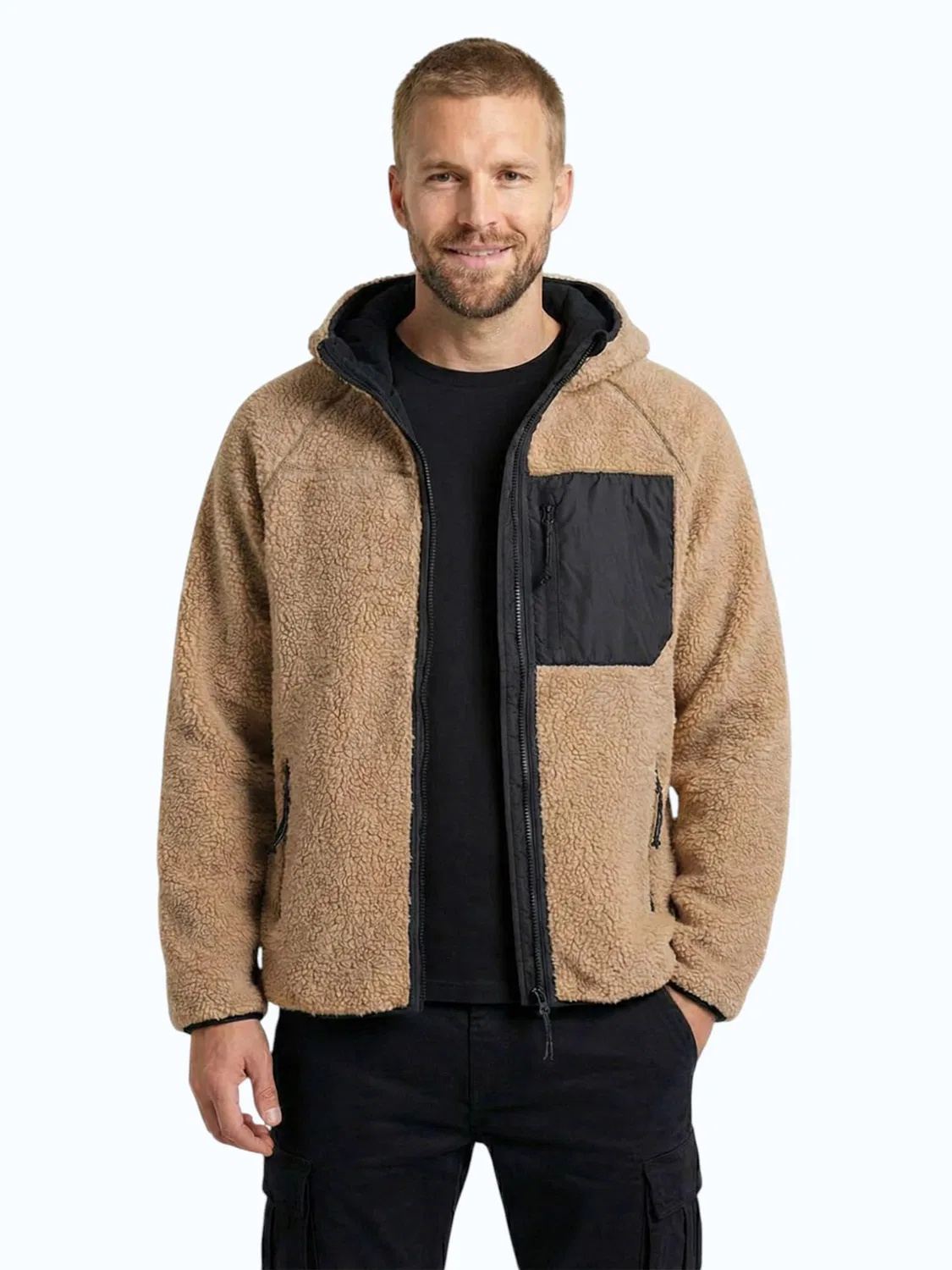 Мужская куртка с флисовой подкладкой Brandit Teddyfleece Work Jacket 15y, light brown — фото 3