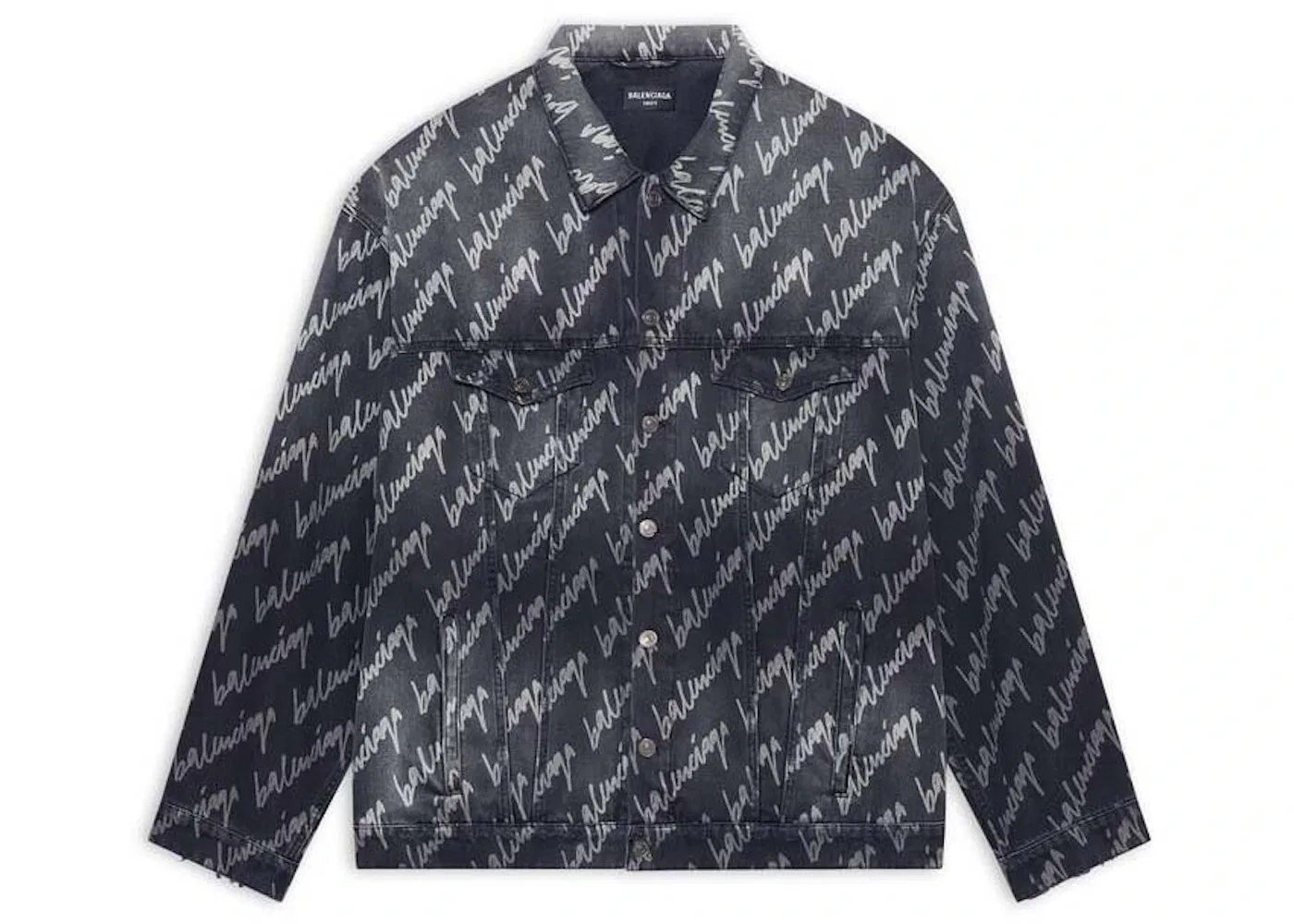 Мужская куртка оверсайз с принтом Allover Logo Balenciaga, Black