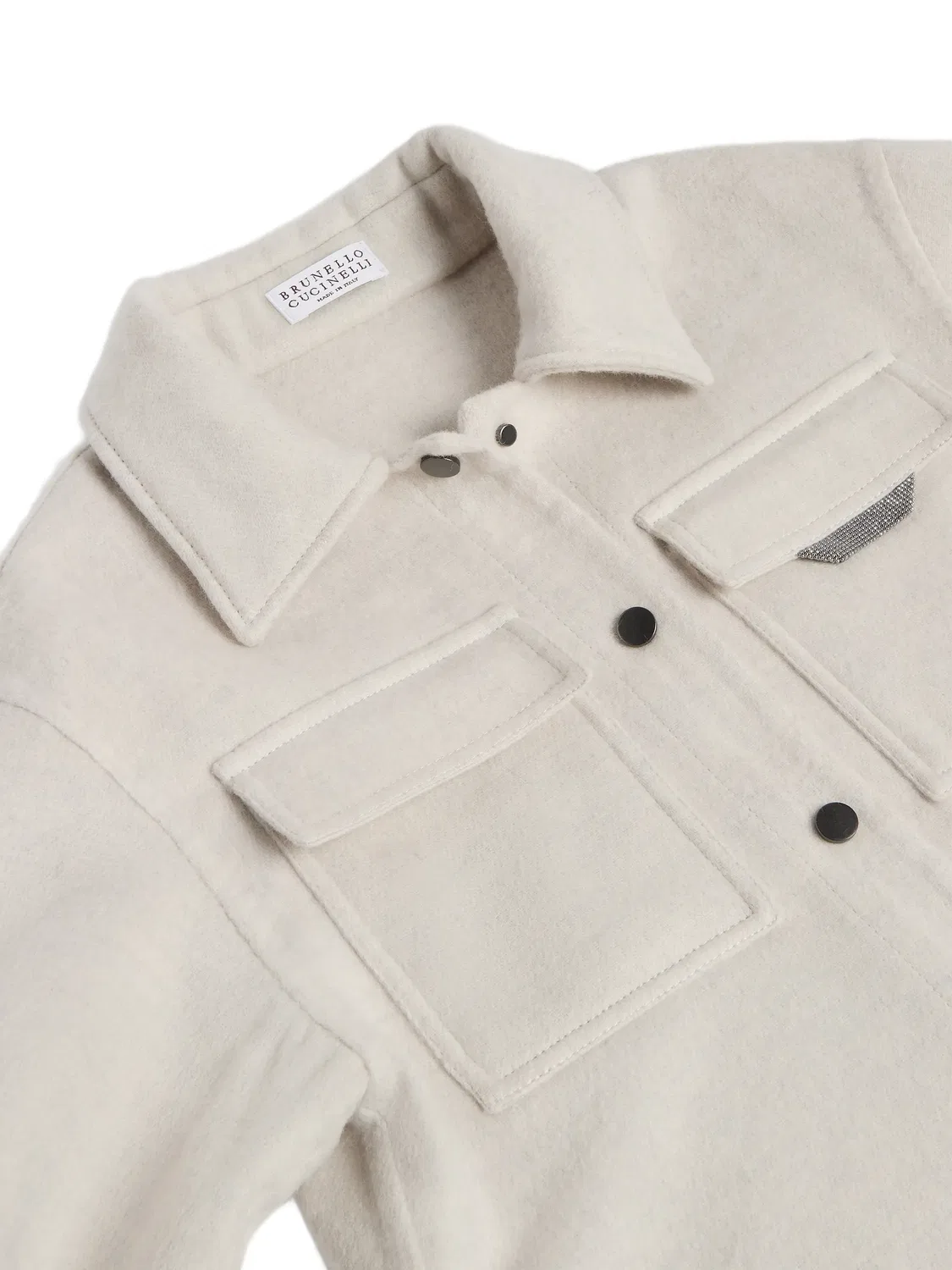 Пальто из вирджинской шерсти Brunello Cucinelli Kids, белый — фото 3