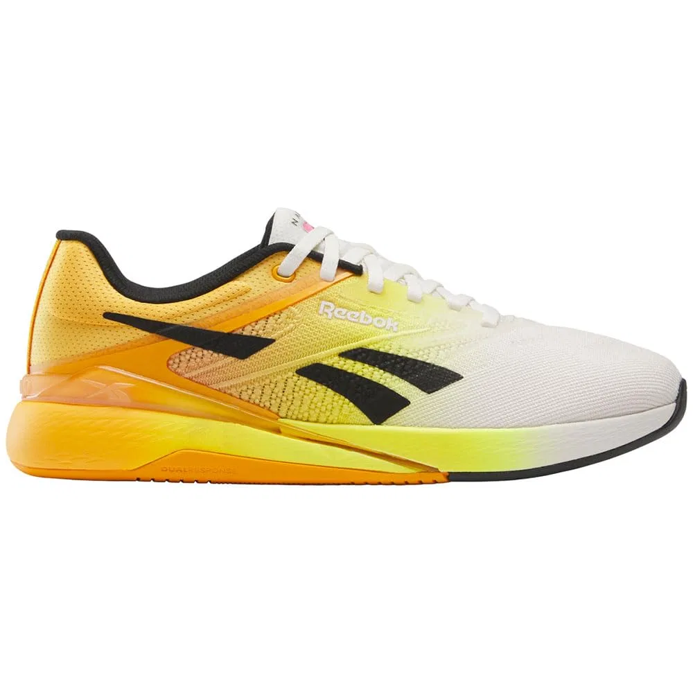 Детские кроссовки для девочек с принтом Nano X5 Reebok, Chalk Black Electric Amber — фото 4