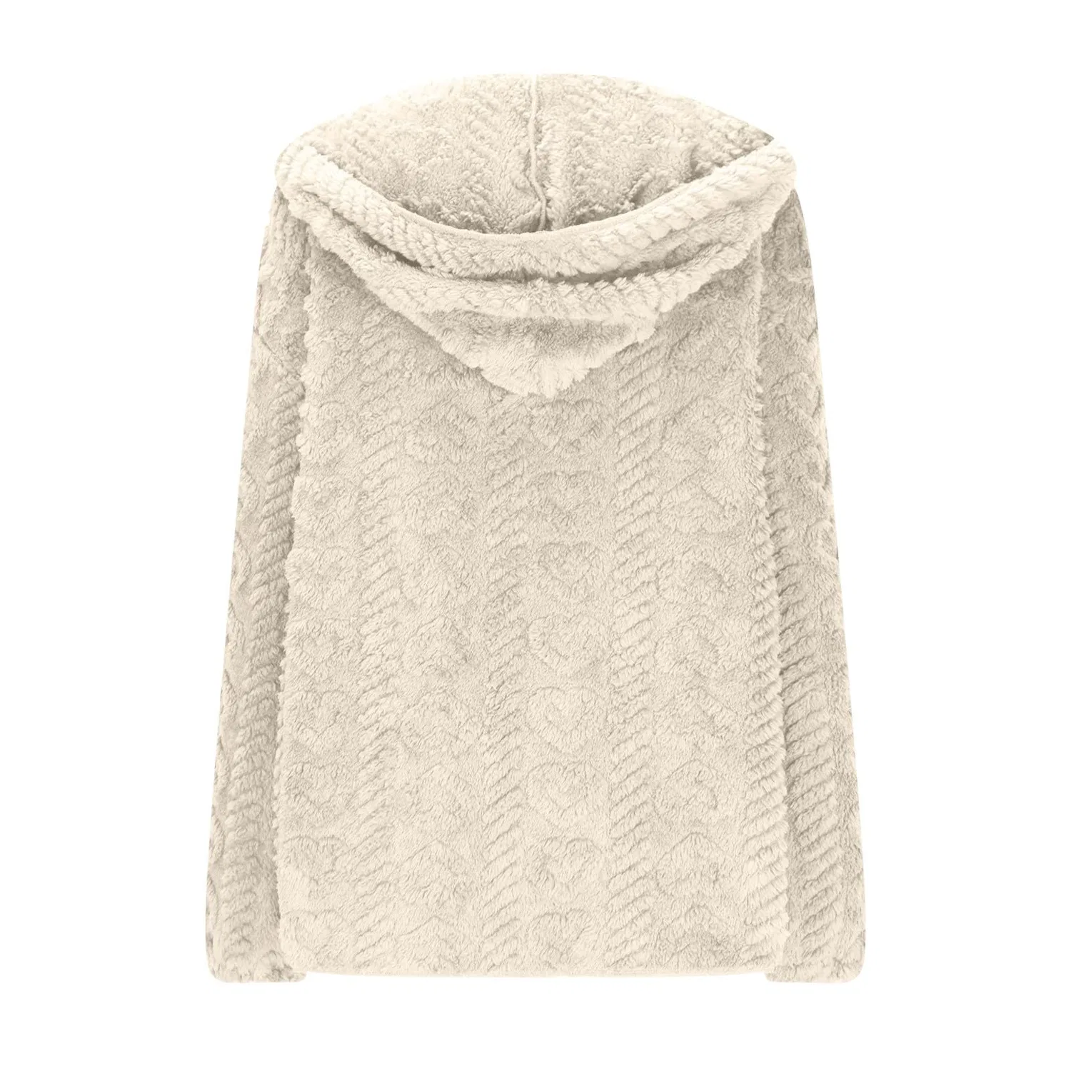 Женское удлиненное пальто из замши с капюшоном и мехом, Beige — фото 2