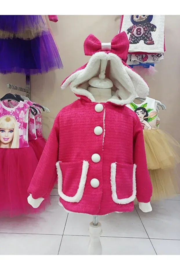 Детское пальто для девочек на пуговицах Niliya Çocuk Giyim, Pink