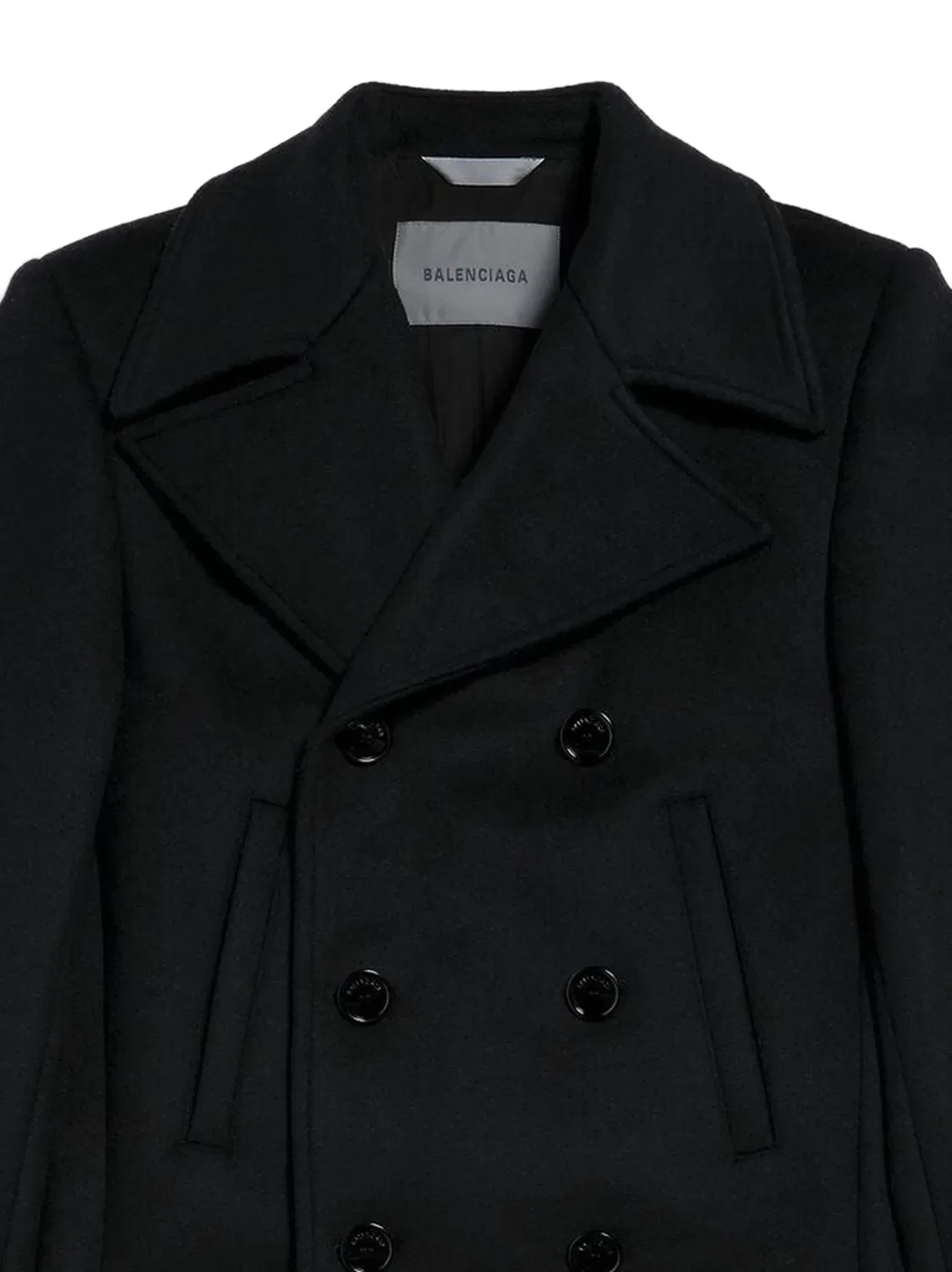 Пальто двубортное черное Balenciaga, черный — фото 2