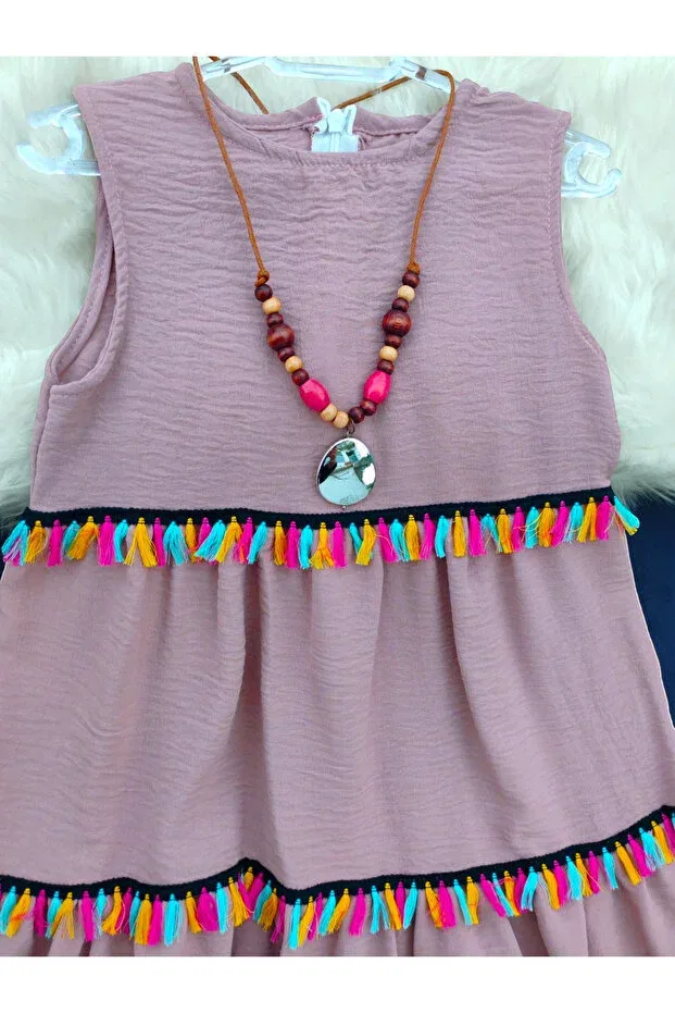 Детское платье для девочек хлопковое Pendant Crepe Beray Bebe, Pink — фото 2