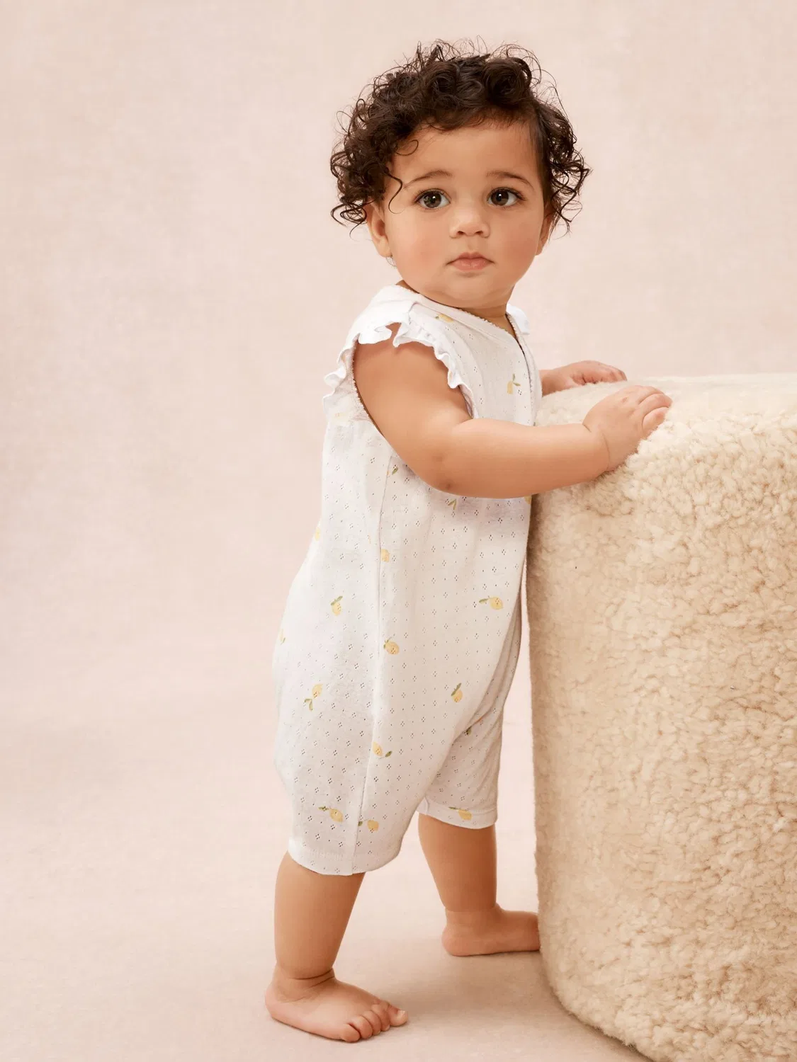 Ромпер с лимонным принтом The White Company, белый