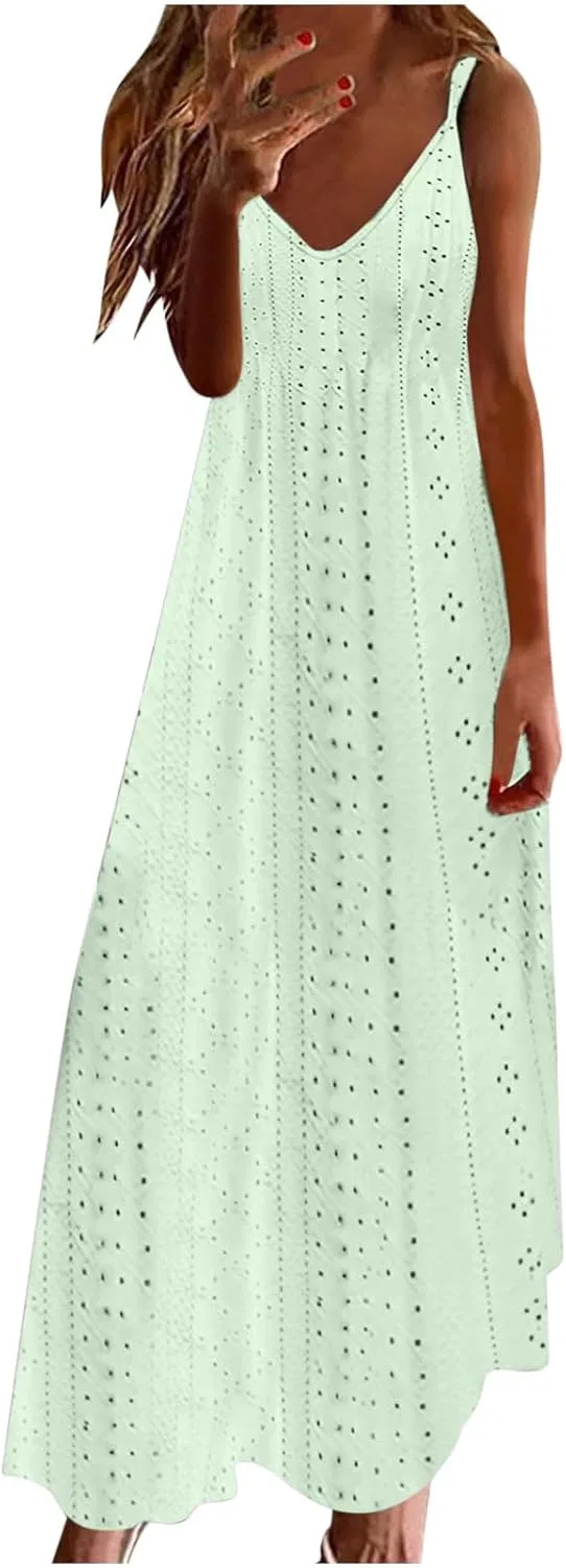 Женское летнее платье-макси с V-образным вырезом, 2a-mint Green