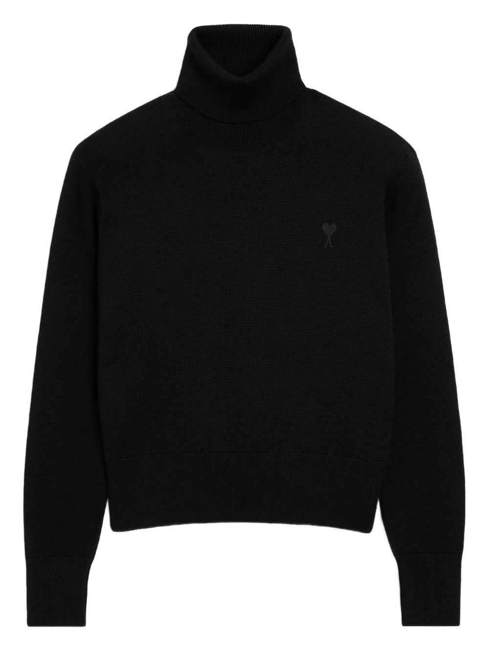 

Свитер с высоким воротником и вышивкой Ami Paris, черный