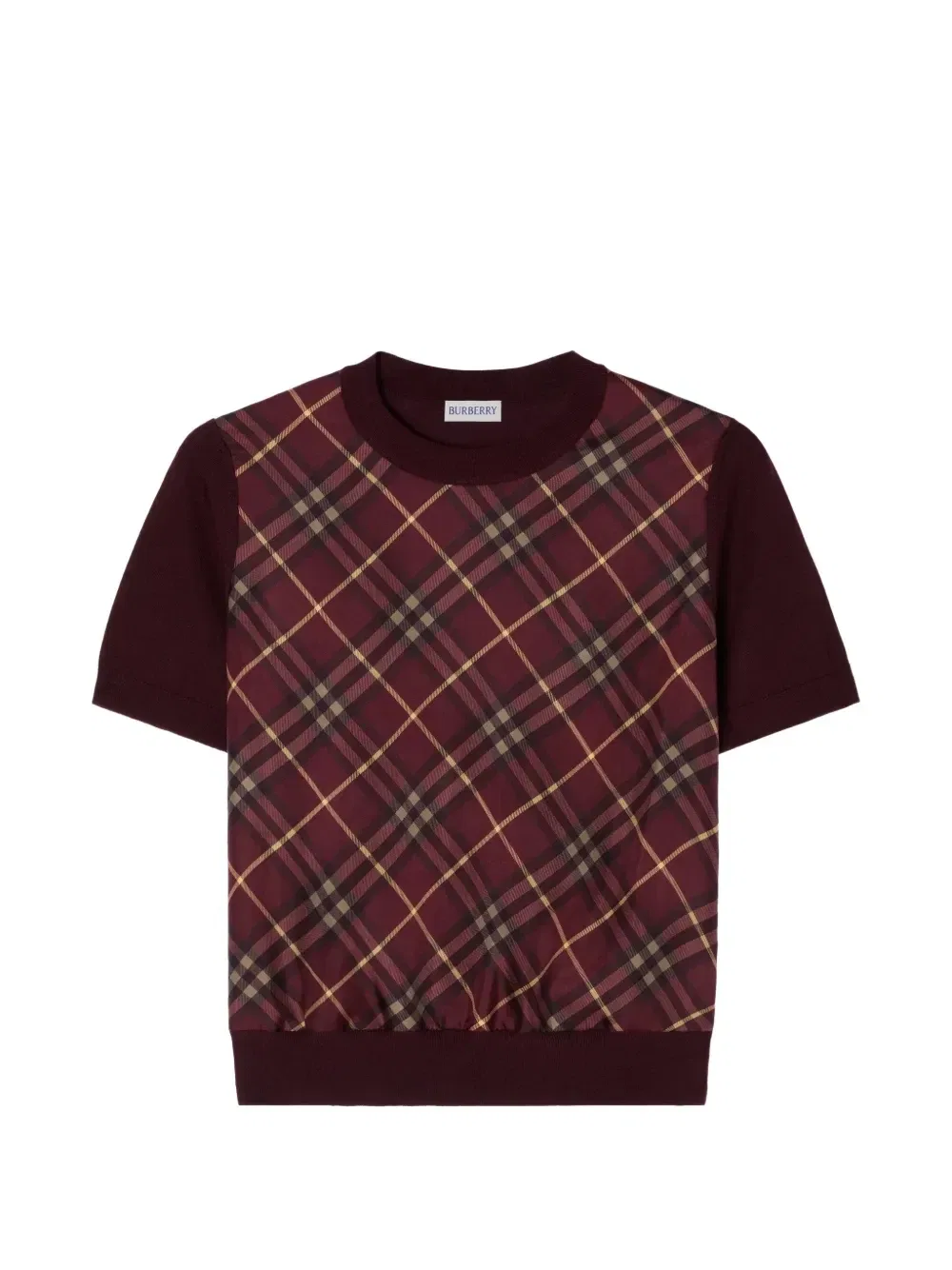 Футболка с клетчатой вставкой Burberry, красный