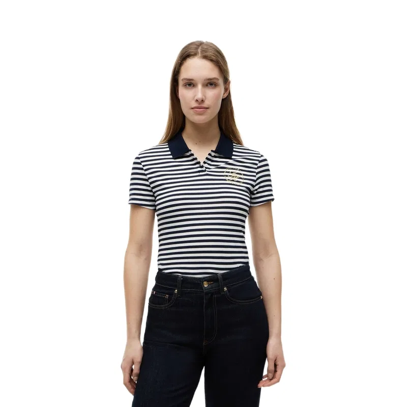 Женское поло с воротником Tommy Hilfiger, Navy Blue White Stripes