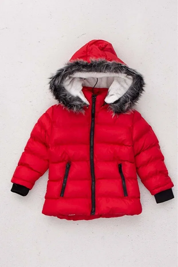 Детское пальто для девочек с флисом внутри Wakawakakidsstore, Red