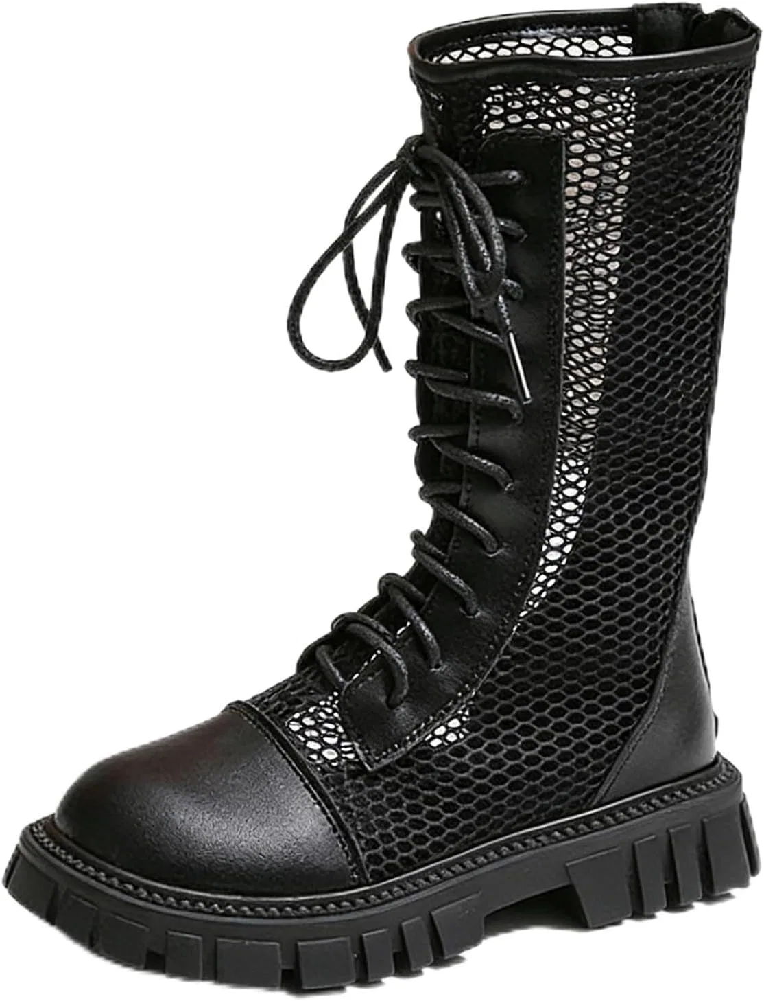 Детские ботинки для девочек с сеткой и шнуровкой Combat Boots TMSNGLSMI, Black